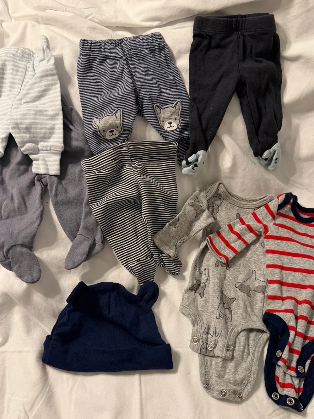 The Children's Place Navy, Gray & Red Baby Bodysuit and Pants Set